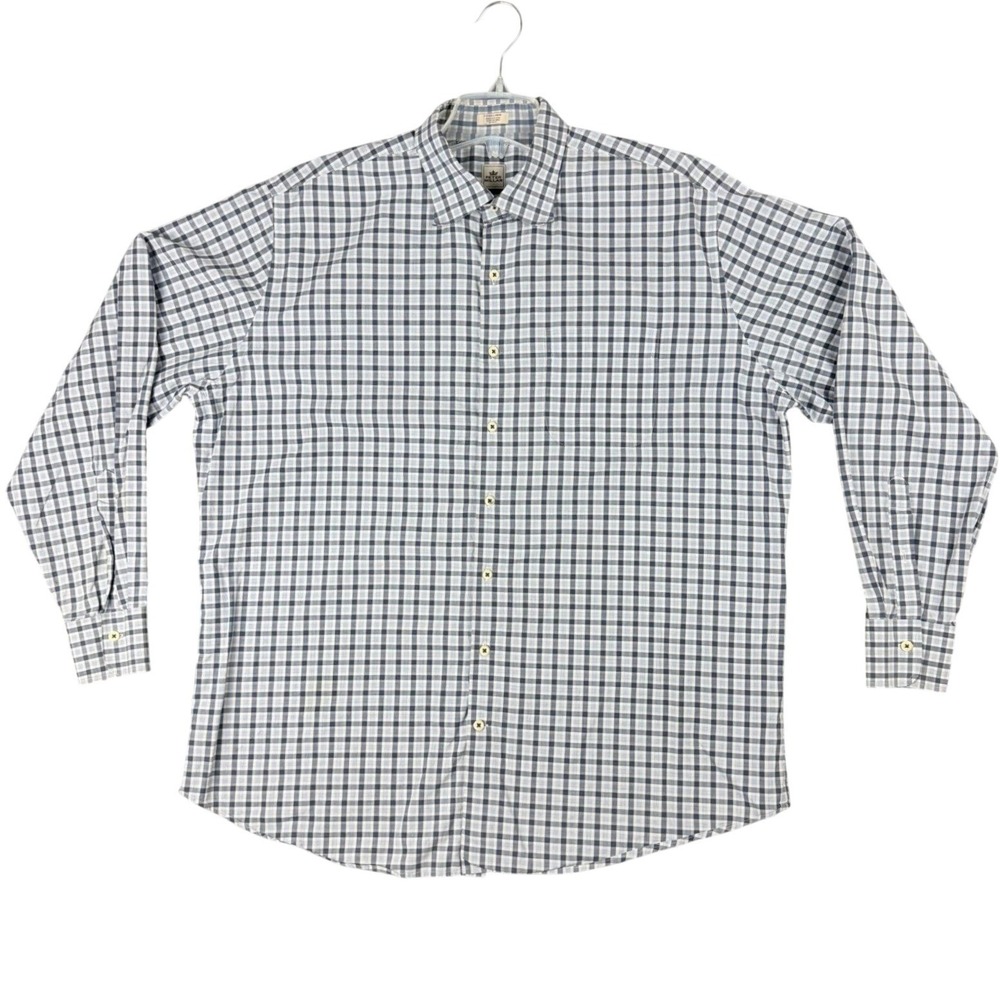 Peter Millar‎ Men's XL Blue White Check Cotton Long Sleeve Button Down Shirt